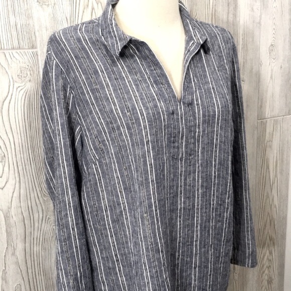 Chico's Size 3 Metallic Striped Tunic Top - Picture 4 of 8